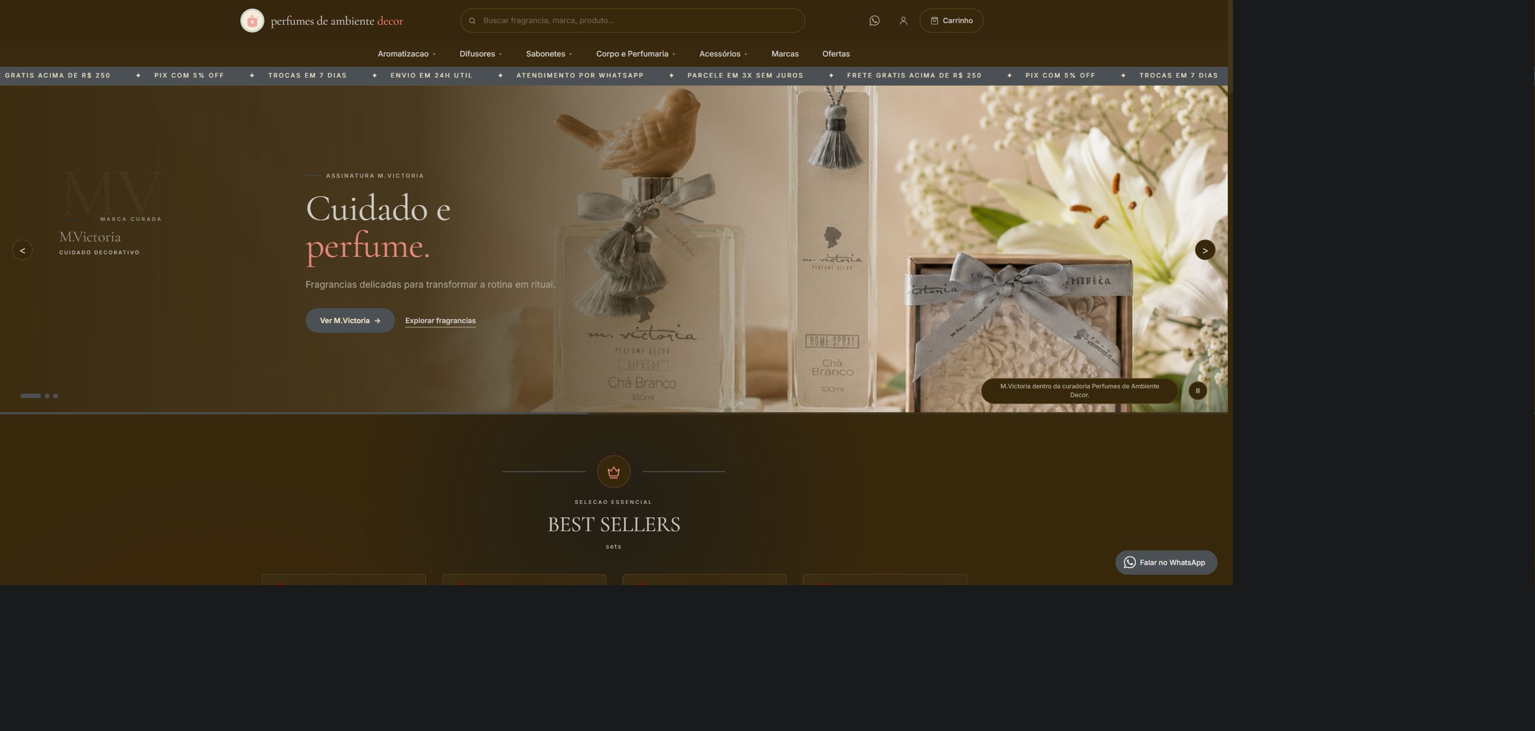 Tela inicial do projeto Perfumes de Ambiente Decor